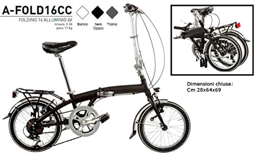 Bici pieghevoli : Cicli Puzone Bici Alluminio Misura 16 Folding Pieghevole 6V Art. A-FOLD16CC