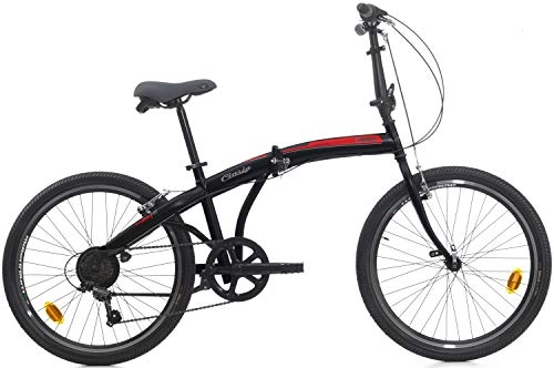 Bici pieghevoli : Ciclo 24" Bicicletta Pieghevole CTB 6 / V Revo Shift V-Brake Alluminio Nero Opaco Rosso
