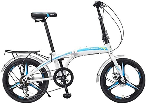 Bici pieghevoli : CSS Bicicletta pieghevole da 20 pollici, 7 velocità per adulti portatile ultraleggero per bici da città per giovani 6-6, Blu
