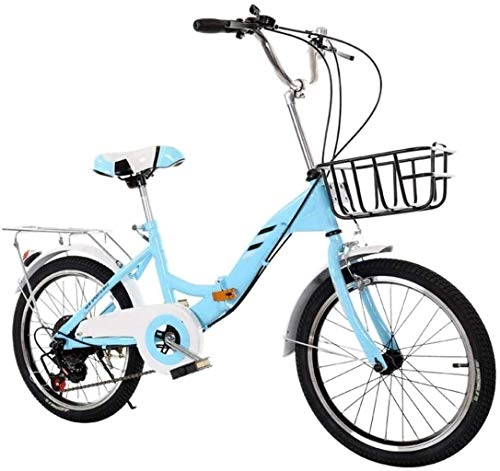 Bici pieghevoli : CSS Bicicletta pieghevole da donna Leggera ultraleggera a velocità singola portatile per adulti 22 pollici Scuola elementare Studente Bicicletta pieghevole Bicicletta Portabici 6-20, Blu