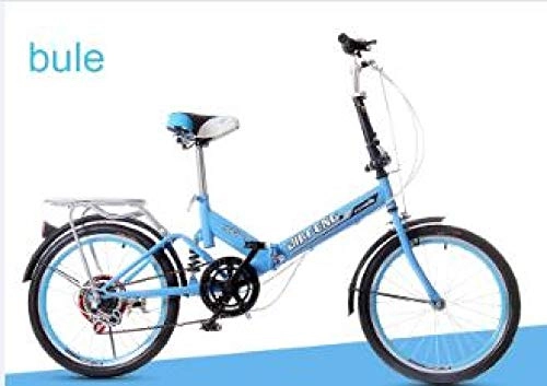 Bici pieghevoli : Domrx Bicicletta Pieghevole da 20 Pollici per Studenti Adulti-Blue_20 Pollici