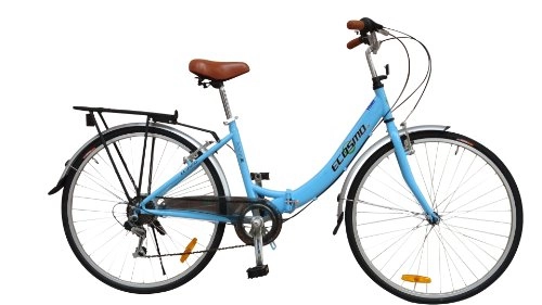 Bici pieghevoli : Ecosmo - Bicicletta pieghevole da città da donna con cambio Shimano 7 SP, modello 26ALF08B, da 66 cm