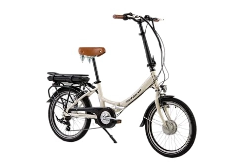 Bici pieghevoli : F.lli Schiano E- Star, Bicicletta elettrica Pieghevole Unisex Adulto, Bianco Antico, 20