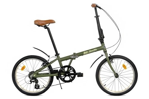 Bici pieghevoli : FabricBike Folding Pieghevole in Alluminio, 20", Bicicletta Single Speed, 3 Colori (Cayman Green 7 SPEED W / Parafango)