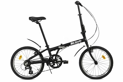 Bici pieghevoli : FabricBike Folding Pieghevole in Alluminio, 20", Bicicletta Single Speed, 3 Colori (Fully Matte Black 7 Speed W / Parafango)