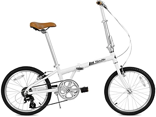 Bici pieghevoli : Fabricbike Folding Pieghevole in Alluminio, 20", Bicicletta Single Speed, 3 Colori (Matte White 7 Speed)