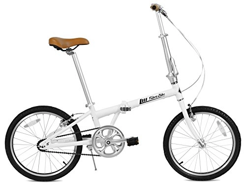 Bici pieghevoli : FabricBike Folding Pieghevole in Alluminio, 20", Bicicletta Single Speed, 3 Colori (Matte White & Black)