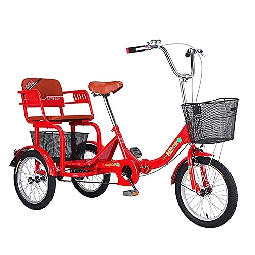 Bici pieghevoli : FGVDJ Triciclo per Adulti Bicicletta da 16 Pollici a 3 Ruote Pieghevole per Lo Shopping con Strumenti di Installazione Bicicletta a Tre Ruote per Anziani Uomo Donna con Cestino