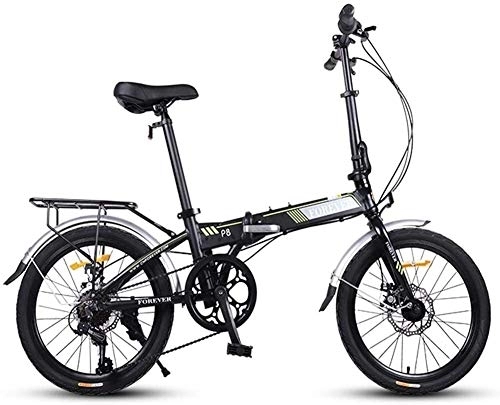 Bici pieghevoli : Folding Bike, adulti Donne leggero pieghevole Bicicletta, 20 pollici di 7 velocità mini moto, telaio rinforzato Commuter Bike, telaio in alluminio (Color : Black)