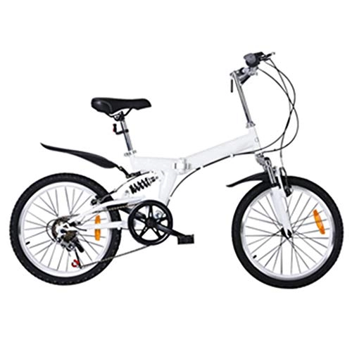 Bici pieghevoli : Folding Bike-Leggero Telaio in Acciaio per I Bambini Uomini E Donne Fold Bike20 Pollici Moto, Bianca