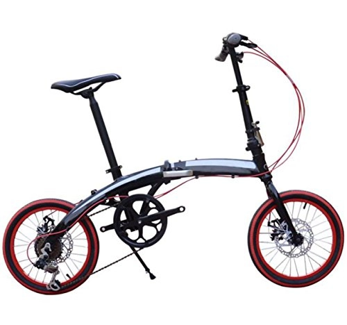 Bici pieghevoli : GHGJU Bike Bici Pieghevole Alluminio della Bici dei Capretti da 16 Pollici Bici Ultra-Leggera Mini-Studente della Bici, Black-16in