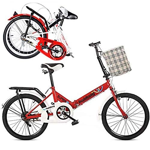 Bici pieghevoli : GXLO Leggero Mini Folding Bike Piccolo Portable Ammortizzatore Bicicletta Pieghevole Bicicletta con Pneumatici Anti-Skid per l'adulto allievo di Biciclette - a 16 Pollici / 20 Pollici, C, 16in