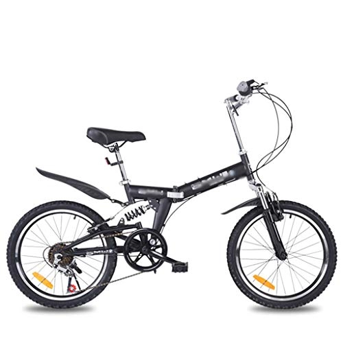 Bici pieghevoli : GZA 20 Variabile Pollici Bicicletta Pieghevole velocit della Bicicletta Mid-Montato Ammortizzante Biciclette Ad Alta Acciaio al Carbonio della Bici Adulta della Bicicletta (Color : Black)