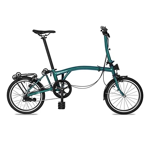 Bici pieghevoli : HESND ZXC - Bicicletta pieghevole per adulti da 16 pollici, con freno a V, pieghevole, telaio in acciaio al molibdeno cromato, per il tempo libero (colore: verde)