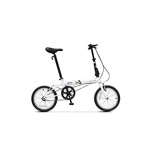 Bici pieghevoli : HESND ZXC - Bicicletta pieghevole per adulti, in acciaio al carbonio ad alto tenore di carbonio, singola velocità, per pendolari, per adulti, colore: Bianco