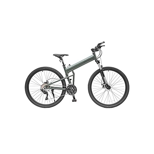 Bici pieghevoli : HESND ZXC Biciclette per adulti 29 pollici in lega di alluminio pieghevole Mountain Bike 27 velocità maschio e femmina adulto all'aperto Cross Country Travel bicicletta regalo (colore: verde olio