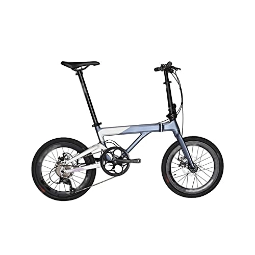 Bici pieghevoli : HESND ZXC Biciclette per Adulti Biciclette Pieghevole 20 "Lega di Alluminio 9 Velocità Bicicletta Pieghevole (colore: Grigio Argento, Dimensioni: 50, 8 cm)
