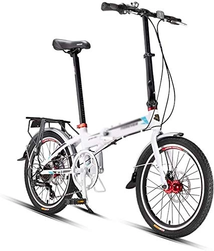 Bici pieghevoli : HLZY Folding Bike Maschio e Femmina Adulti Lady Bike Bicicletta Pieghevole Bici Adulta Studenti Ultra-Luce Portatile (Color : White, Size : 20inches)