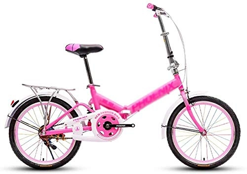 Bici pieghevoli : HLZY Studente di Bici dell'automobile compatta Pieghevole Outroad di Folding Bike Donne Biciclette for Uomo Donna (Color : Pink, Size : 20 Inches)