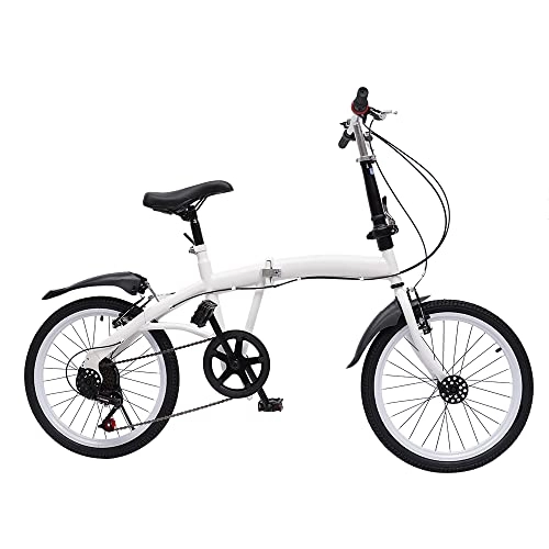 Bici pieghevoli : Jintaihua Comfort Bikes Bicicletta Pieghevole per Esercizi aerobici, Ruote da 20 Pollici Biciclette Pieghevoli Leggere a 7 velocità, Bicicletta da Campeggio Unisex Bianca
