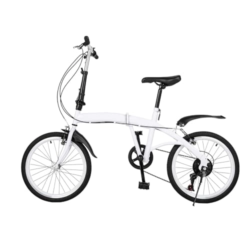 Bici pieghevoli : KEESUNG Bicicletta pieghevole da 20 pollici, per adulti, con cambio a 6 marce, pieghevole, colore bianco, per adulti, pieghevole, in acciaio al carbonio