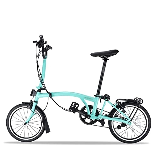 Bici pieghevoli : KOOKYY Bicicletta pieghevole per mountain bike con pedivella pieghevole in un secondo con sedile morbido, i cerchi anteriori e posteriori sono disponibili in tre colori (colore: verde)