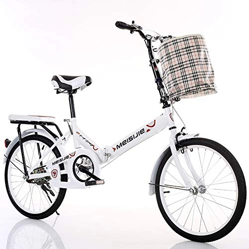 Bici pieghevoli : LETFF adulto pieghevole bicicletta 50, 8 cm per bambini Student Speed ammortizzatore bicicletta, White