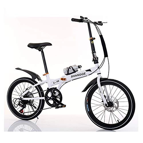 Bici pieghevoli : LETFF adulto pieghevole bicicletta 50, 8 cm velocità assorbimento degli urti Student bambini bicicletta, White