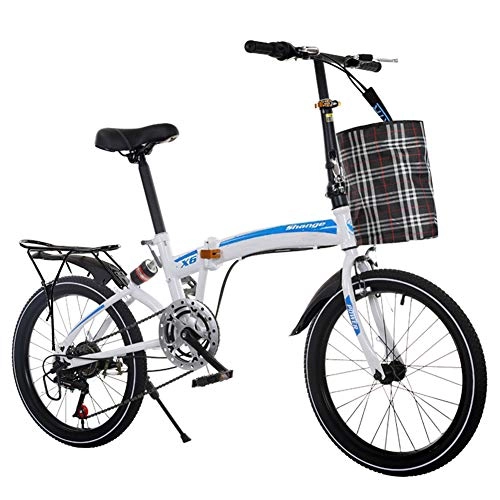 Bici pieghevoli : LETFF ammortizzatore a velocità variabile bicicletta pieghevole da 50, 8 cm per bambini Student mountain bike, Blue