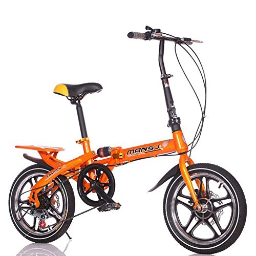 Bici pieghevoli : LETFF ammortizzatore a velocità variabile bicicletta pieghevole da 50, 8 cm per bambini Student mountain bike, Orange