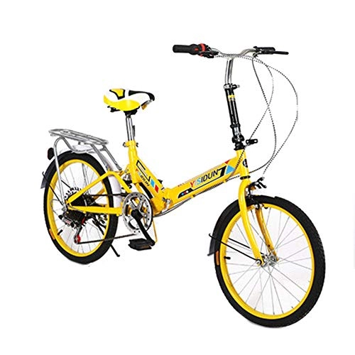 Bici pieghevoli : LETFF Bicicletta Pieghevole Per Adulti Da 20 Pollici, Bicicletta Da Montagna Per Studenti Ad Alto Contenuto Di Carbonio Ad Assorbimento Di Velocità Variabile, Yellow