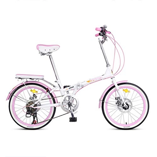 Bici pieghevoli : LETFF Bicicletta Pieghevole per Adulti da 20 Pollici, Ultra Leggera E Comoda Bici da Montagna Pieghevole Maschile E Femminile, Pink