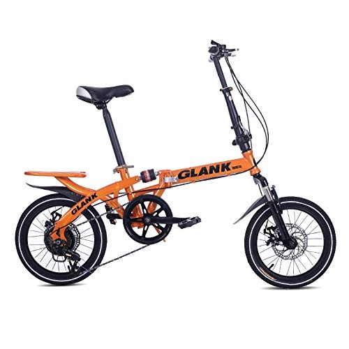 Bici pieghevoli : LETFF Bicicletta pieghevole per bicicletta da 16 pollici per bicicletta ammortizzatore per bici da 16 pollici(Orange)