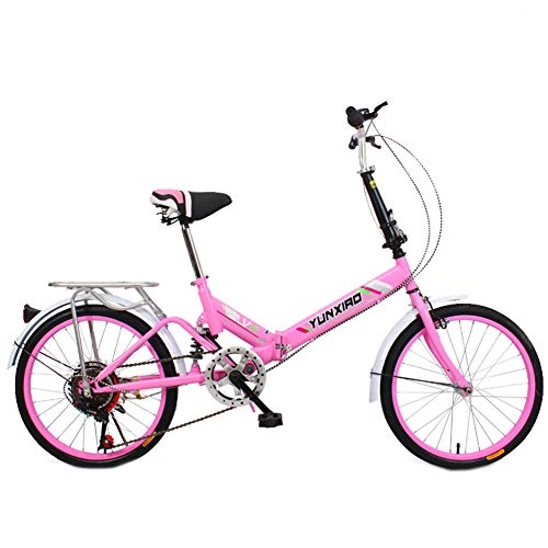 Bici pieghevoli : LETFF Bicicletta Pieghevole per Bicicletta da 20 Pollici Ad Ammortizzazione Variabile per Bicicletta Adulta, Pink