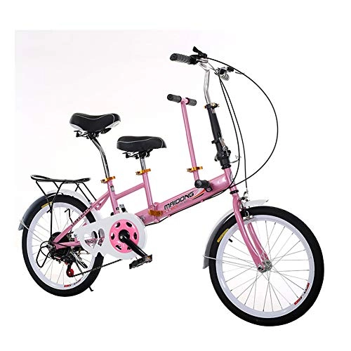Bici pieghevoli : LETFF Doppia bicicletta pieghevole bimbo gemella-bambino 20 pollici madre e bambino bicicletta bambino con bicicletta bambino(Pink)