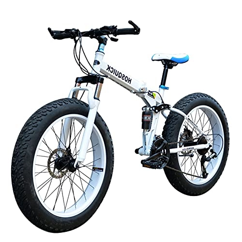 Bici pieghevoli : LHQ-HQ Bicicletta da Montagna Pieghevole per Adulti 24"4.0 Fat Tire Bike MTB Bicicletta 27 velocità Dual Disc Brake Dual-Sospensione, B