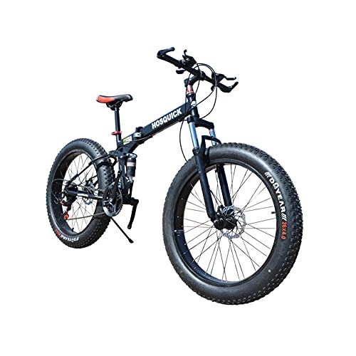 Bici pieghevoli : LHQ-HQ Bicicletta Pieghevole da Montagna per Adulti, 21 velocità per Adolescenti MTB Bicicletta A Doppia Sospensione 20"4.0 Fat Tire Bike Dual Disc Brake, B