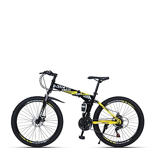 Bici pieghevoli : LHQ-HQ Mountain Bike Doppia Sospensione 24 velocità Bicicletta Pieghevole Doppio Freno A Disco MTB Bicicletta 26"per Altezza 5.2-6Ft, C
