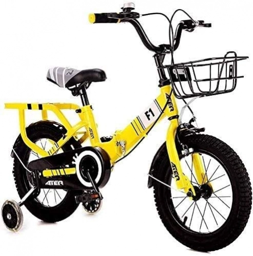 Bici pieghevoli : Longteng Bici per Bambini I Bambini Bike Bicicletta Pieghevole for I Bambini dai 11 Pedal Bike Bicicletta Pieghevole (Colore : Giallo, Size : 14in)