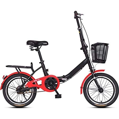 Bici pieghevoli : LVTFCO Bicicletta leggera e pieghevole, telaio rinforzato in acciaio al carbonio, biciclette pieghevoli da 16 pollici, bicicletta da pendolare a velocità singola, per adulti, uomini e donne