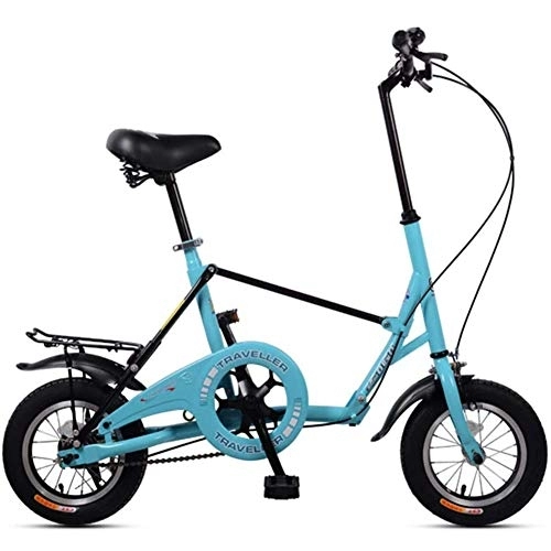 Bici pieghevoli : LVTFCO Bicicletta pieghevole a velocità singola, super compatta, in acciaio al carbonio, leggera, con portapacchi posteriore, mini biciclette pieghevoli da 30, 5 cm, A
