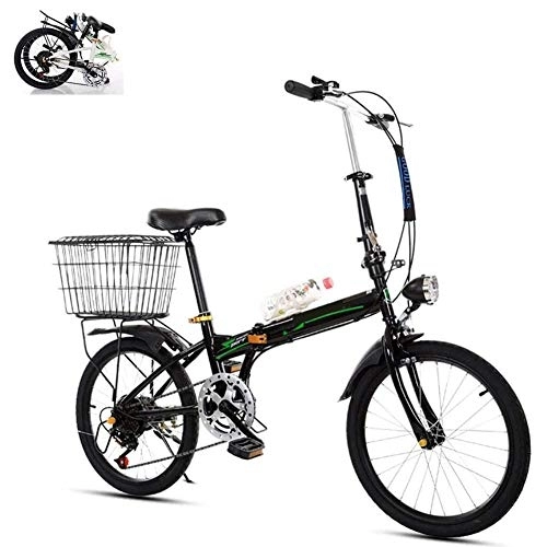 Bici pieghevoli : LVTFCO Bike Student Bicicletta pieghevole portatile per il tempo libero, telaio in acciaio al carbonio, pneumatici antiscivolo resistenti all'usura, bicicletta pieghevole da 50, 8 cm a velocità