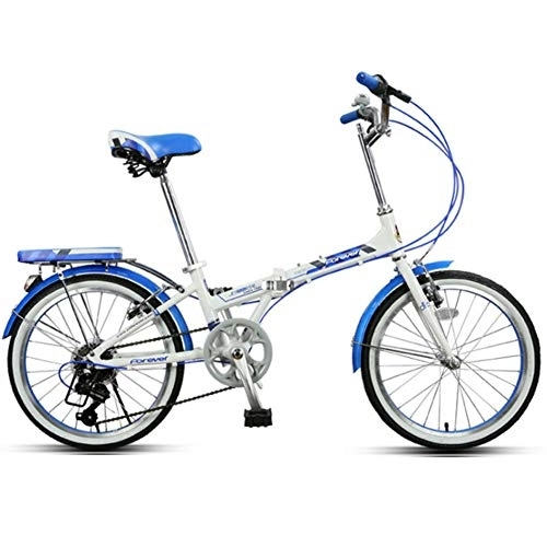 Bici pieghevoli : LVTFCO Mini bici pieghevole da 50, 8 cm a 6 velocità, telaio in lega di alluminio, leggera e pieghevole, adatta per pendolari e viaggi, blu