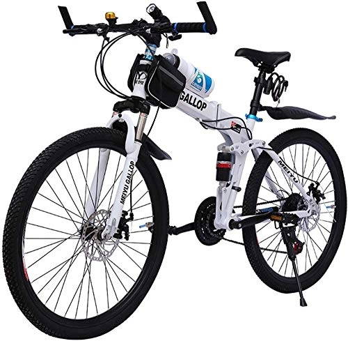 Bici pieghevoli : Meimie00 - Mini bicicletta leggera da 24 pollici, pieghevole, piccola bicicletta portatile, per adulti, studenti, bicicletta da città, mountain bike, bianco