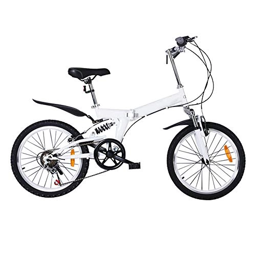 Bici pieghevoli : MH-LAMP A Bike Pieghevole, MTB Biammortizzata, 6 velocit Mountain Bike MTB, Manubrio A Sgancio Rapido, MTB V Brake, Piega Veloce, Bianco