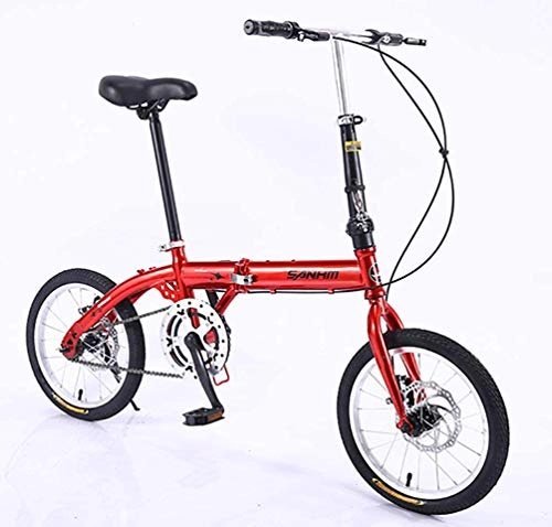 Bici pieghevoli : Mini Pieghevole Bici Mini Bicicletta Luce del Lavoro di 16 Pollici di Riciclaggio della Bici Ultralight Ciclismo Città for la Scuola Lavoro E Commute Kid Adulto Uomini E Donne (Color : Red)