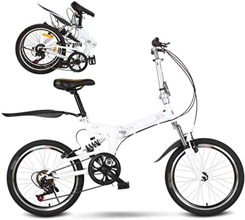 Bici pieghevoli : MJY Bici pieghevole da 20 pollici ammortizzante, biciclette da bicicletta per bambini per bambini, bici da pendolare leggera unisex, bici pieghevole per bambini con telaio in acciaio a 6 velocità 5-2