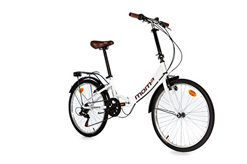 Bici pieghevoli : Moma Bikes Bicicletta Pieghevole, Ruote da 24" Shimano, in Alluminio, Bianco