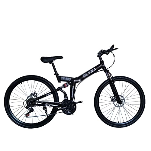 Bici pieghevoli : Mountain Bike, bicicletta da 26 pollici morbido ammortizzante freno a disco adulto velocità variabile bici pieghevole bicicletta nero razza ruota 24-21