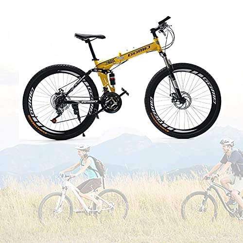 Bici pieghevoli : Mountain Bike pieghevole, 24 26 pollici sport all'aria aperta in acciaio al carbonio MTB bicicletta, Biciclette da fondo a doppio ammortizzatore per uomo e donna / A / 27speed / 24inch